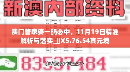 澳門管家婆一碼必中，11月19日精準解析與落實_JJX5.76.54真元境