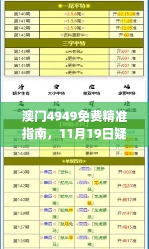 澳門4949免費(fèi)精準(zhǔn)指南，11月19日疑問解析與解答_NLA2.21.30社交版