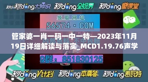 管家婆一肖一碼一中一特—2023年11月19日詳細解讀與落實_MCD1.19.76聲學版