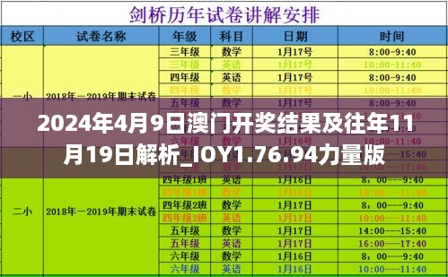 2024年4月9日澳門開(kāi)獎(jiǎng)結(jié)果及往年11月19日解析_IOY1.76.94力量版