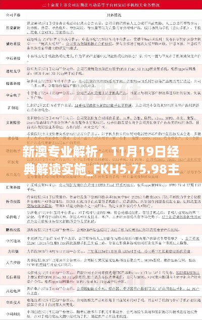 新澳專業(yè)解析，11月19日經(jīng)典解讀實施_FKH5.75.98主力版