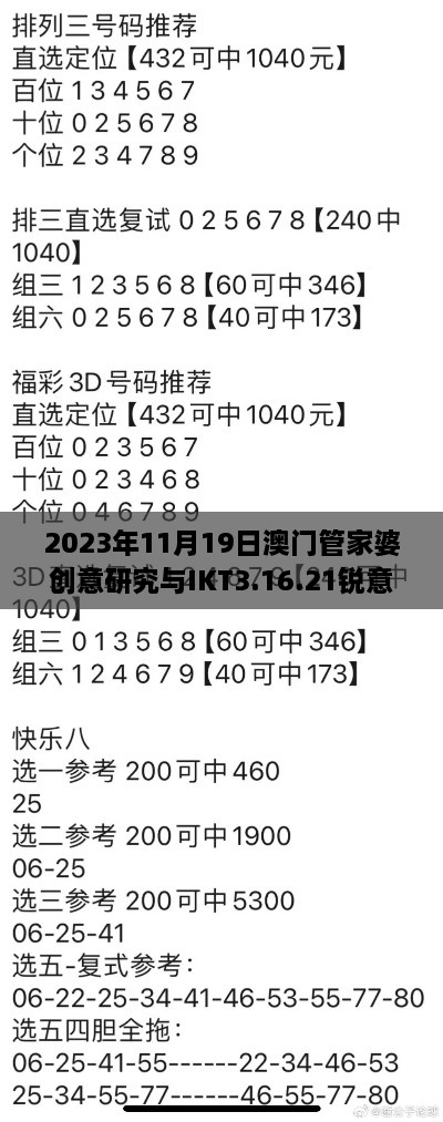 2023年11月19日澳門(mén)管家婆創(chuàng)意研究與IKT3.16.21銳意版解析