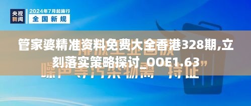 管家婆精準資料免費大全香港328期,立刻落實策略探討_OOE1.63