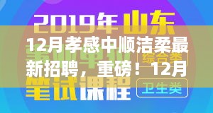 孝感中順潔柔12月最新招聘啟事，職場(chǎng)新星挑戰(zhàn)，崗位空缺等你來(lái)填補(bǔ)