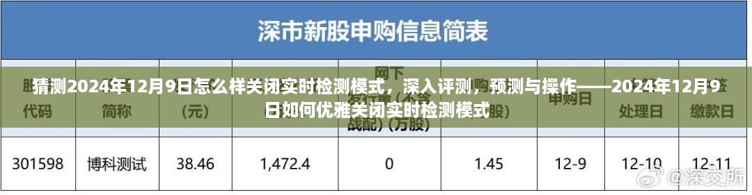 猜測2024年12月9日怎么樣關(guān)閉實(shí)時(shí)檢測模式，深入評(píng)測，預(yù)測與操作——2024年12月9日如何優(yōu)雅關(guān)閉實(shí)時(shí)檢測模式