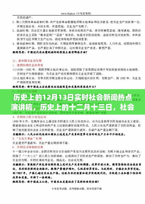 歷史上的十二月十三日社會新聞熱點(diǎn)回顧與影響分析，實時社會新聞熱點(diǎn)演講稿