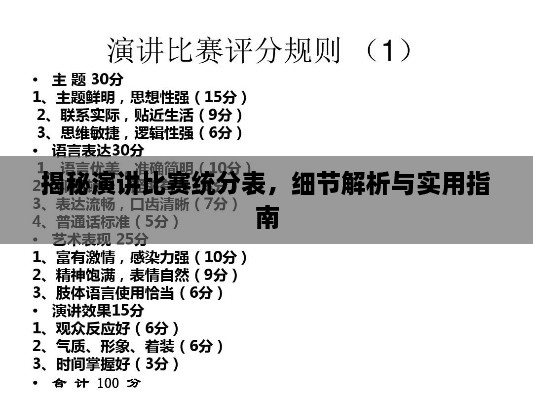 揭秘演講比賽統(tǒng)分表，細(xì)節(jié)解析與實(shí)用指南