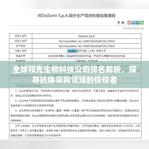 全球領先生物科技公司排名解析，探尋抗體采購領域的佼佼者