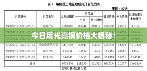 今日廢光亮銅價格大揭秘！